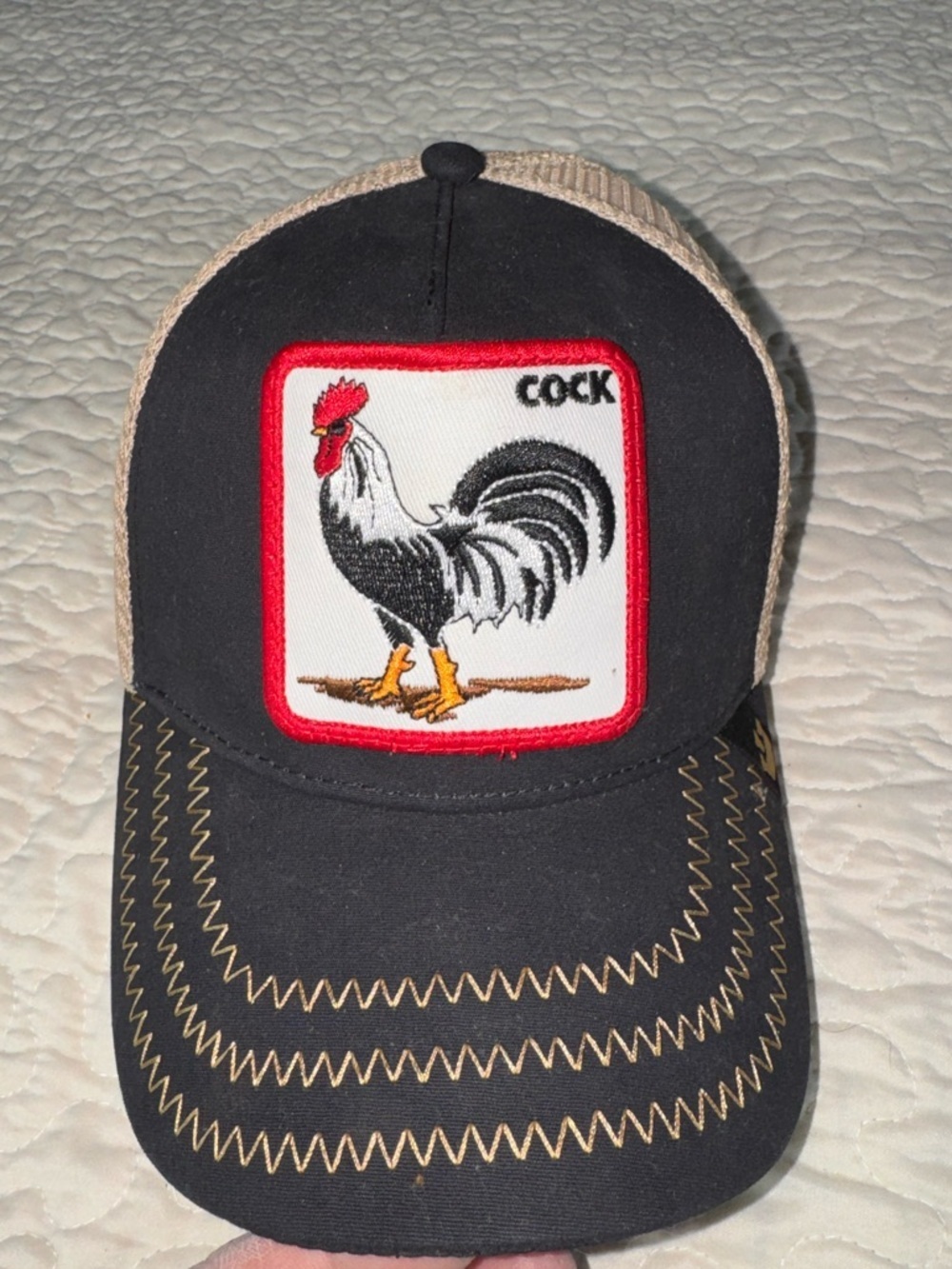 Goorin Bros Black and Tan Trucker Rooster Hat